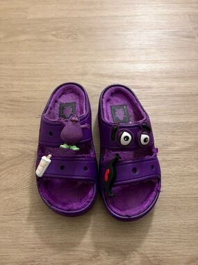CROCS Purple Kids' Character Slide Sandals with Plush Lining